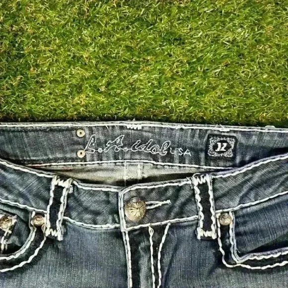 LA Idol USA Embellished Jeans Size 11 Dark Wash - Picture 4 of 8